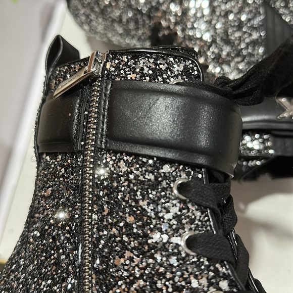 🔥🔥🔥NEW Michael Kors Stark Glitter Lace Up Combat Boots - Picture 4 of 8